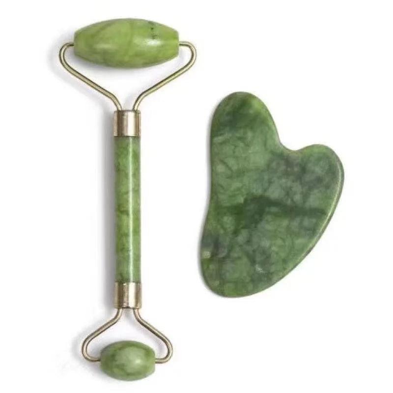 Rolo de Pedra de Jade e Placa Gua Sha - Chique & Barato