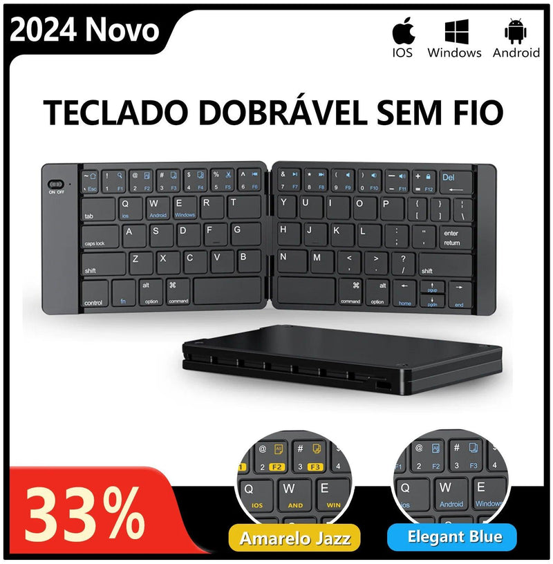 Mini Teclado Bluetooth Dobrável - Chique & Barato