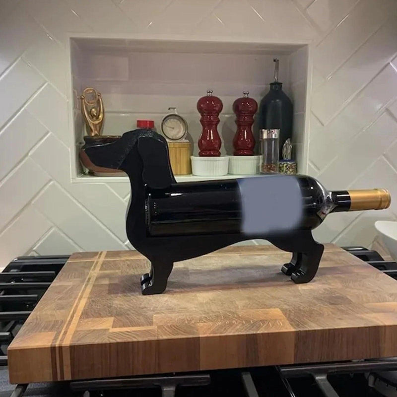 Suporte de Garrafa de Vinho em Forma de Cachorro Salsicha - Chique & Barato