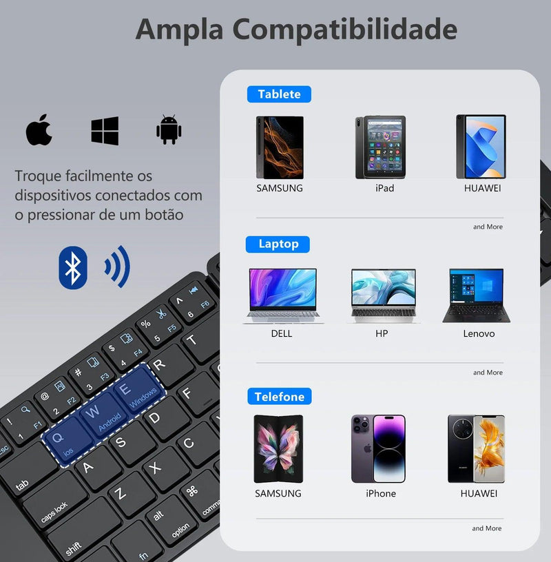 Mini Teclado Bluetooth Dobrável - Chique & Barato